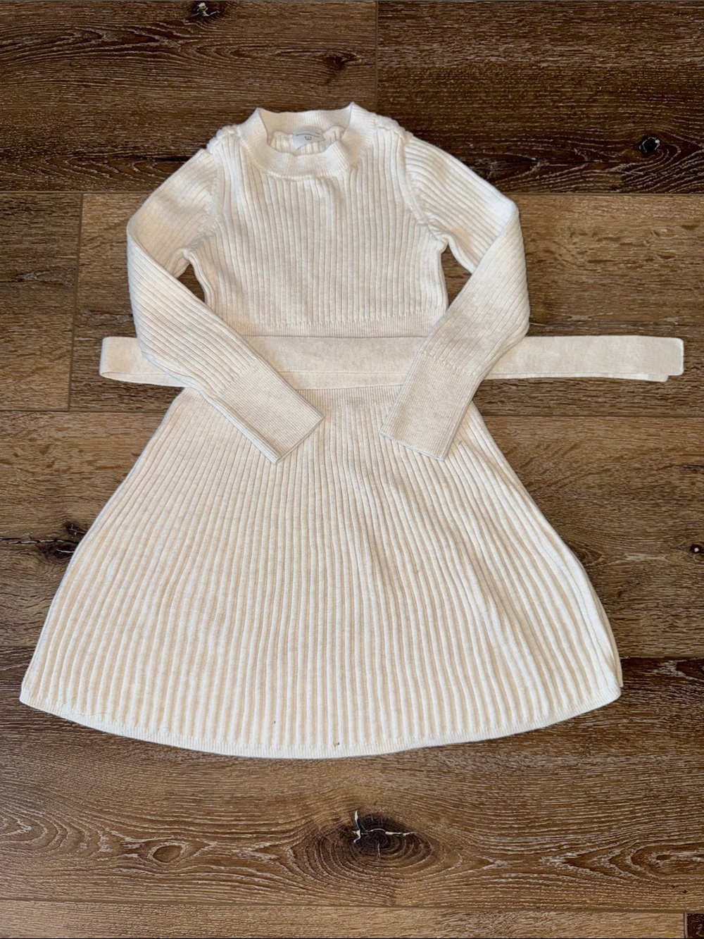 Abercrombie kids Cream Ribbed Knit Fit-and-Flare Dress